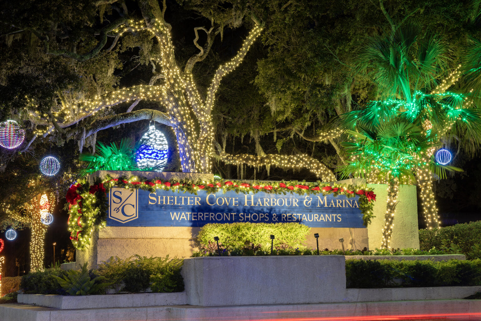 Holiday Lights Display at Shelter Cove Harbour and Marina Culture HHI